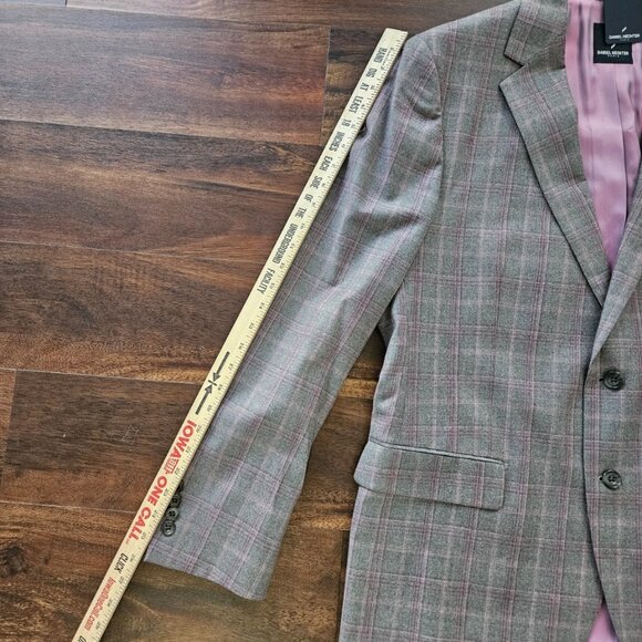 NWT Daniel Hechter Lightweight Gray/Purple Plaid Wool Sport Coat - Men's 44R - Picture 10 of 16